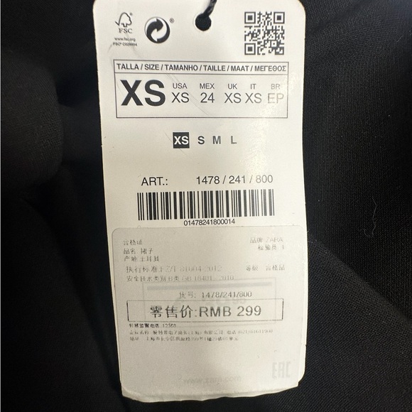 Zara Black Mini Pencil Skirt with Asymmetrical Tie Front - Picture 4 of 6